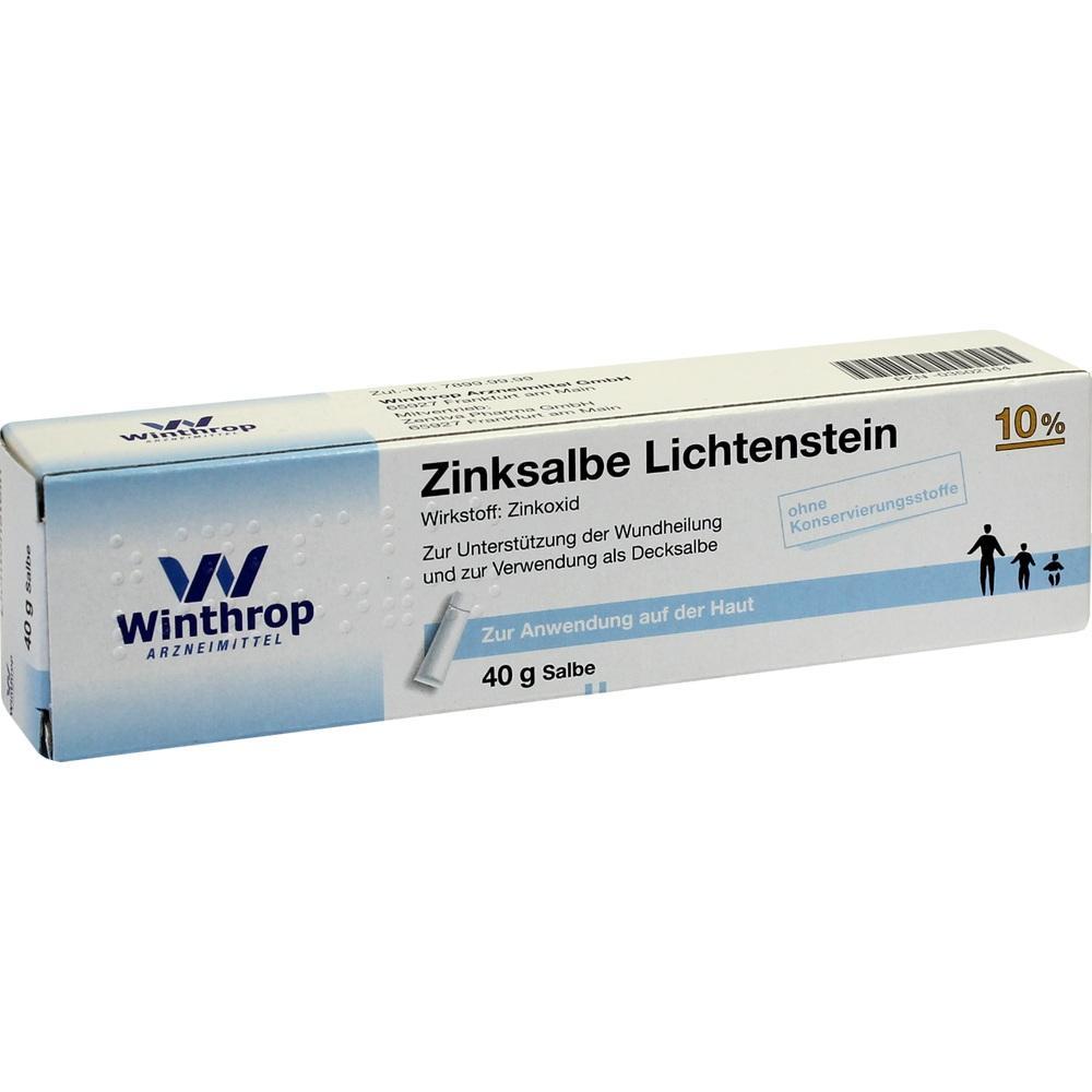 Eine Schachtel Zinksalbe von Winthrop zur Wundheilung auf der Haut.