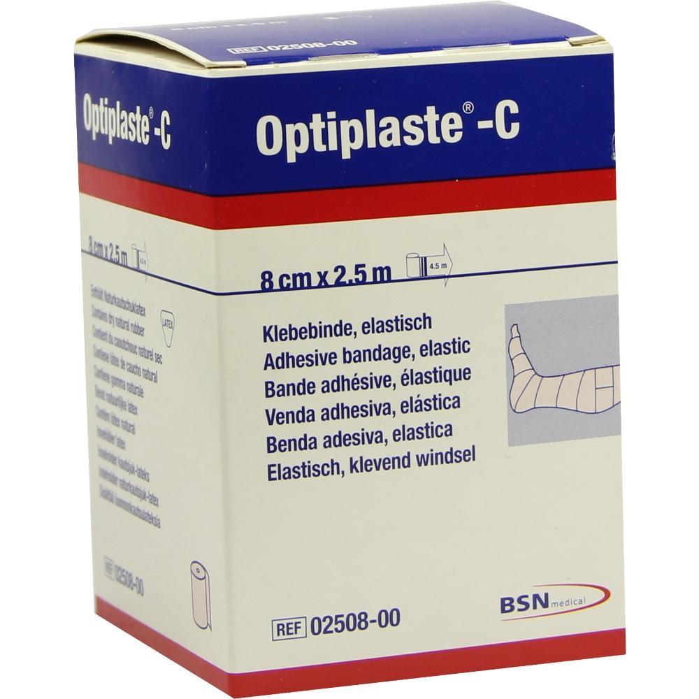Eine Verpackung von elastischen Klebebinden der Marke Optiplaste-C.