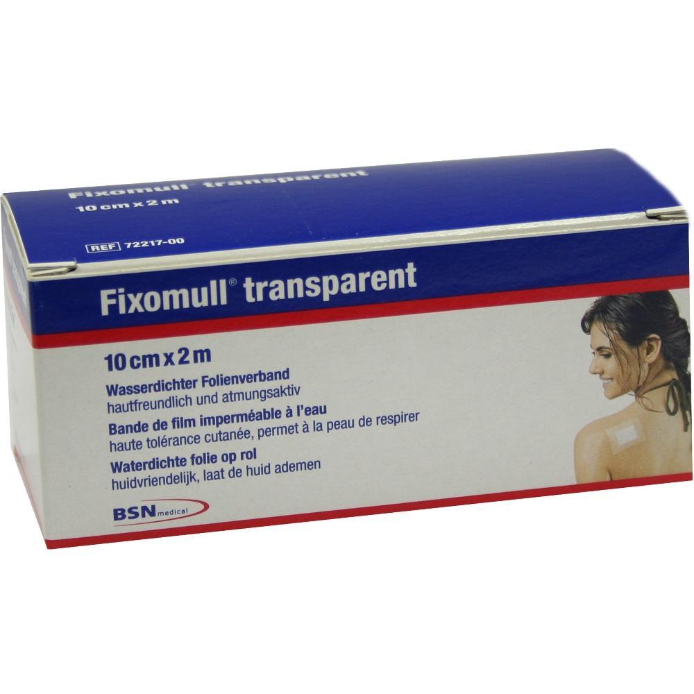 Eine Packung Fixomull Transparent Folienverband liegt auf einer Seite.