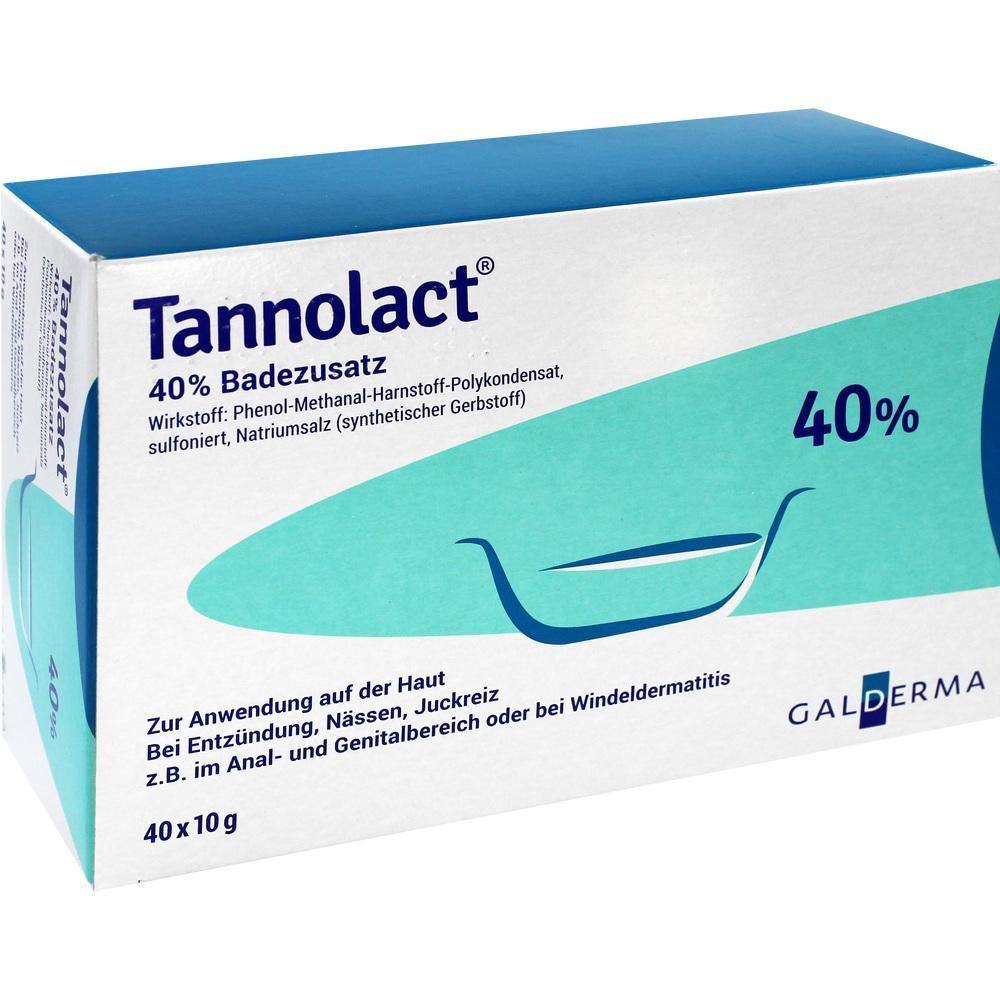 Eine Packung Tannolact Badezusatz zur Hautanwendung bei Entzündungen und Juckreiz.