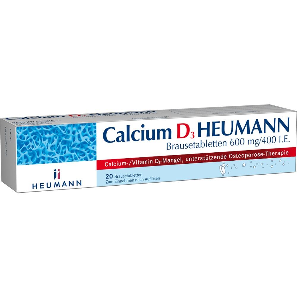 Verpackung von Calcium D3 Heumann Brausetabletten zur Osteoporose-Therapie.