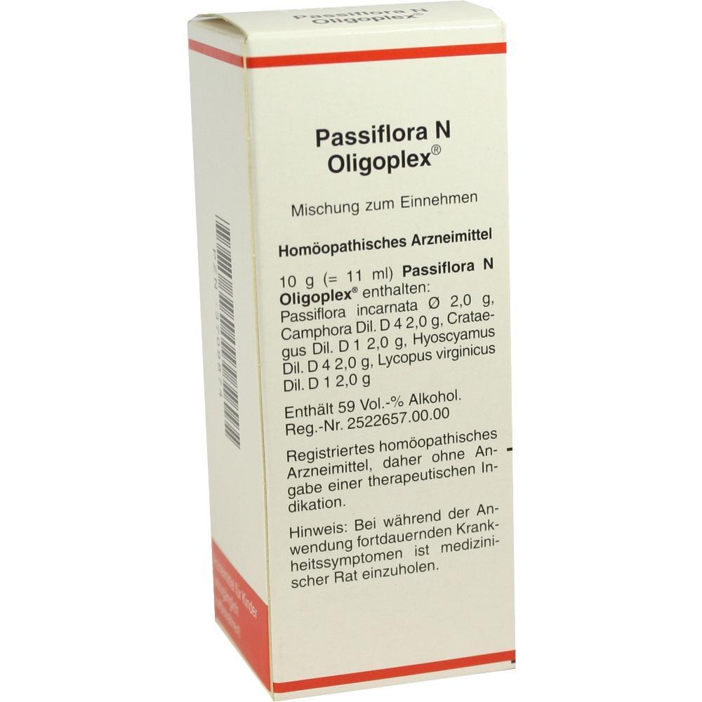Eine Packung mit der Aufschrift "Passiflora N Oligoplex", ein homöopathisches Arzneimittel.