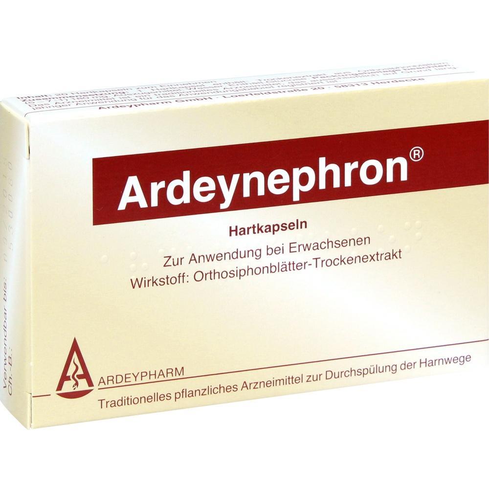Eine Packung Ardeynephron Hartkapseln für Erwachsene zur Unterstützung der Harnwege.