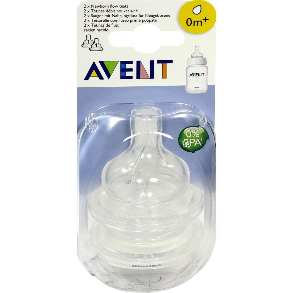 Zwei durchsichtige Silikon-Sauger für Babyflaschen in einer Verpackung.