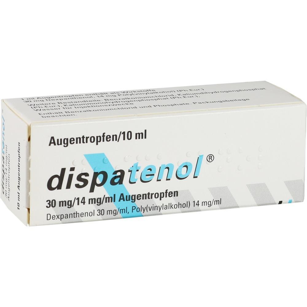 Eine Schachtel Augentropfen mit der Aufschrift "dispatenol".