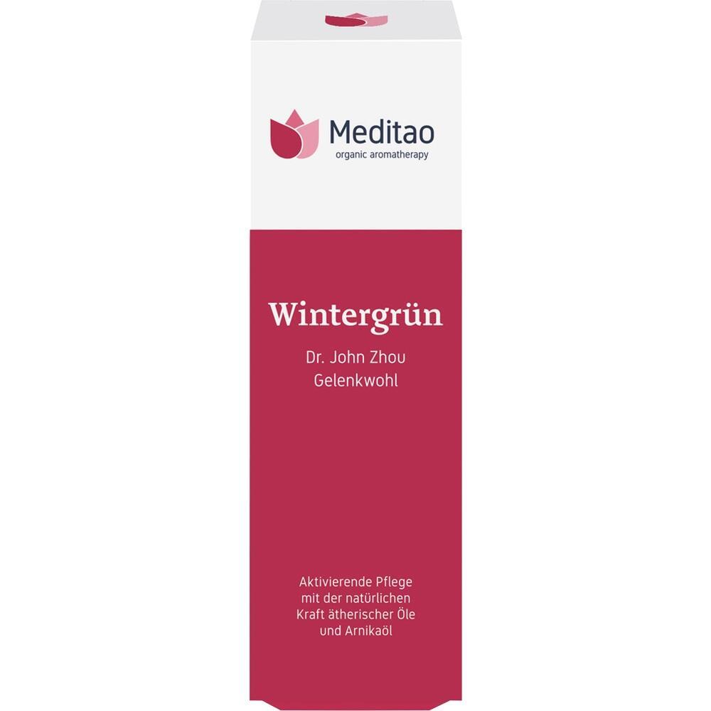 Weiße und rote Verpackung einer Wintergrün-Creme von Meditao zur Gelenkpflege.