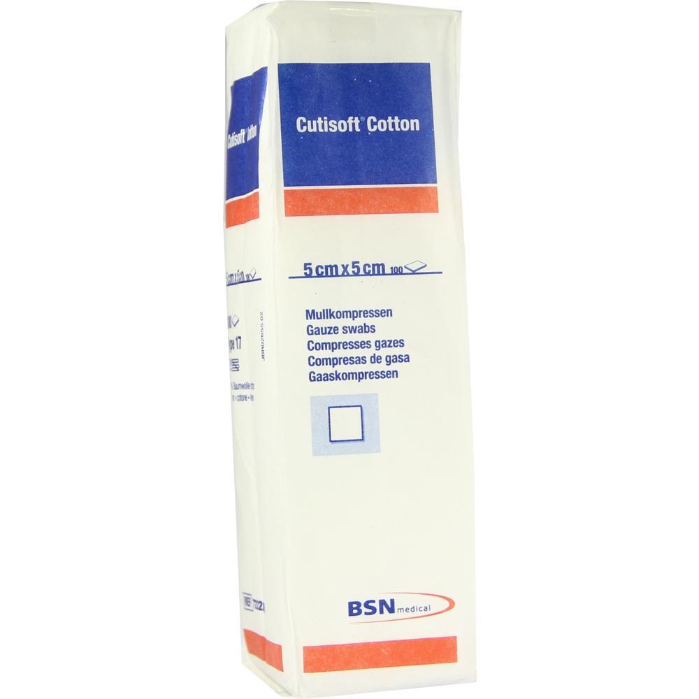 Eine weiße Packung mit 5x5 cm Mullkompressen von BSN medical.