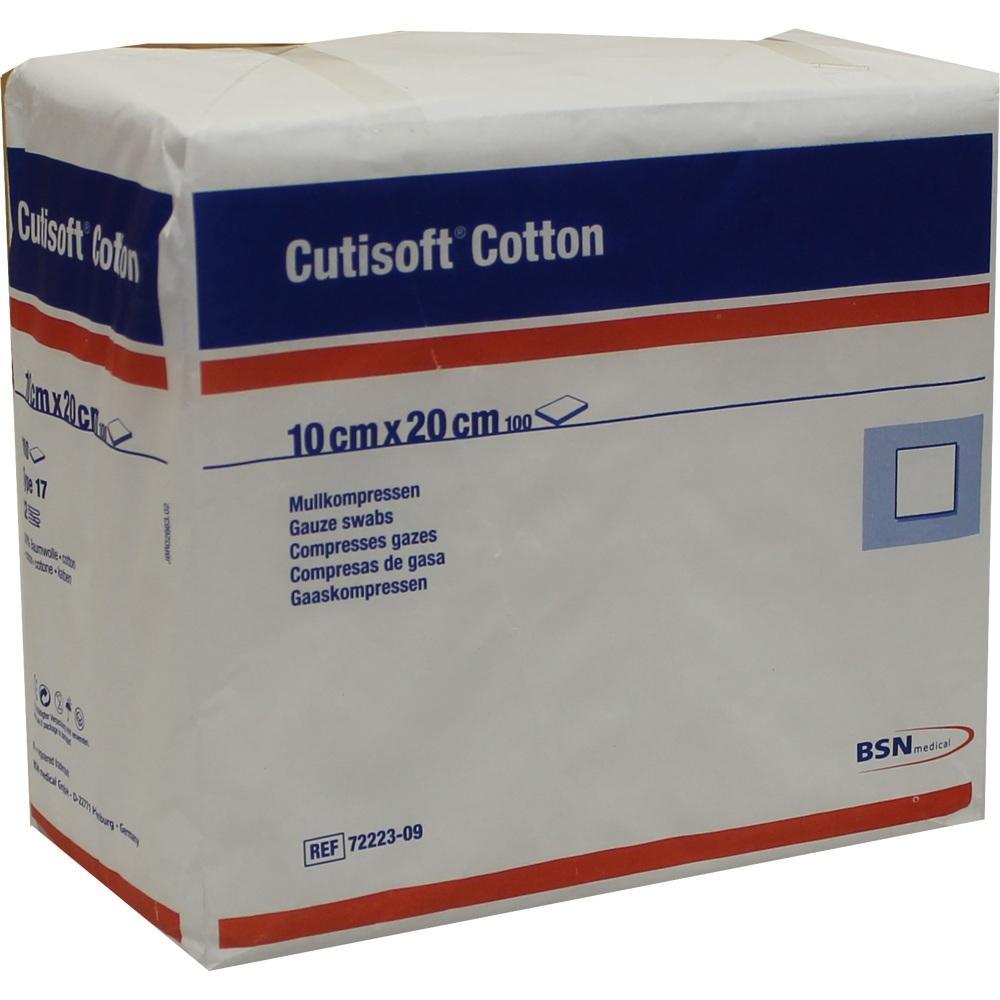 Eine Packung mit Mullkompressen der Marke Cutisoft Cotton.