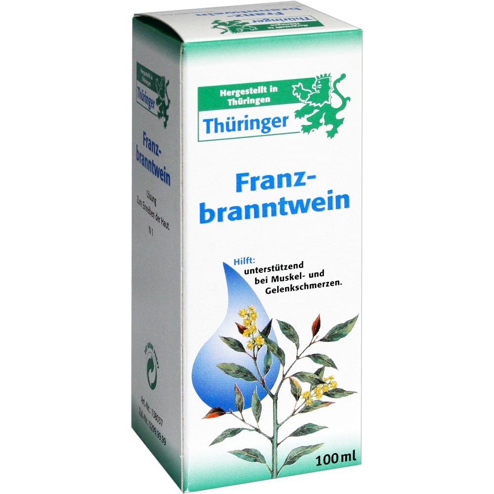 Verpackung von Franzbranntwein zur Linderung von Muskel- und Gelenkschmerzen.