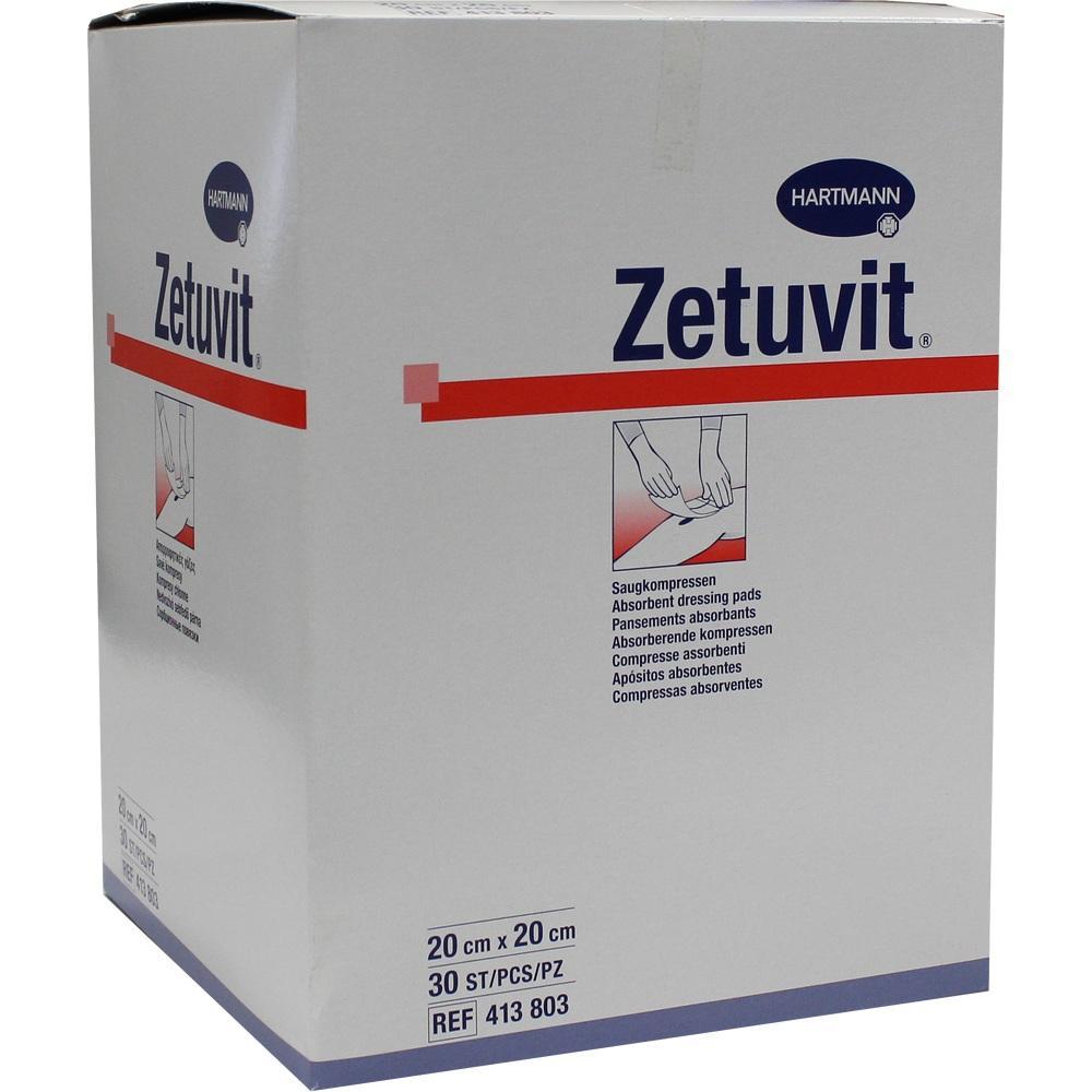 Eine weiße Box mit dem Aufdruck "Zetuvit" für Saugkompressen.