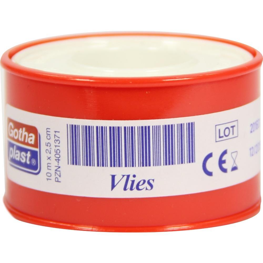 Eine rote Rolle Heftpflaster mit Etikett und Barcode.