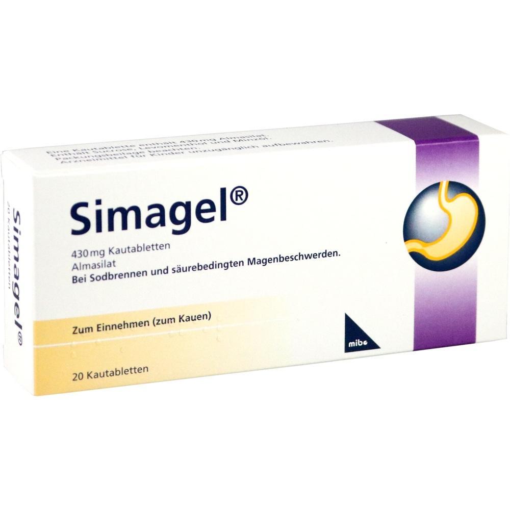Eine Medikamentenverpackung mit der Aufschrift "Simagel" gegen Magenbeschwerden.