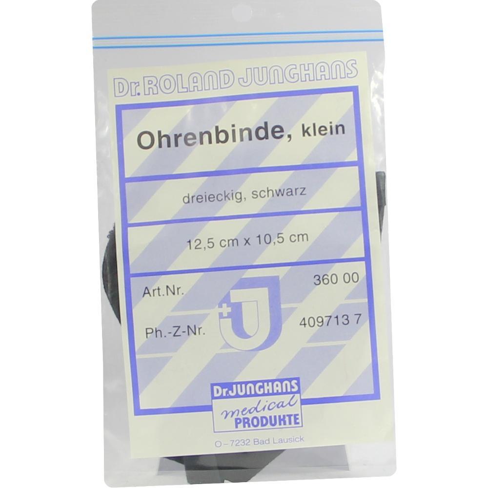 Verpackung einer schwarzen, dreieckigen Ohrbinde von Dr. Junghans Medical.