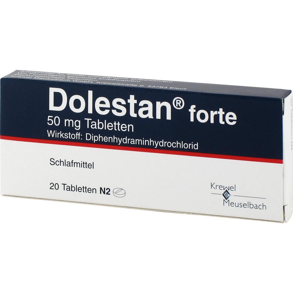 Eine Packung mit 20 Schlaftabletten namens Dolestan forte.