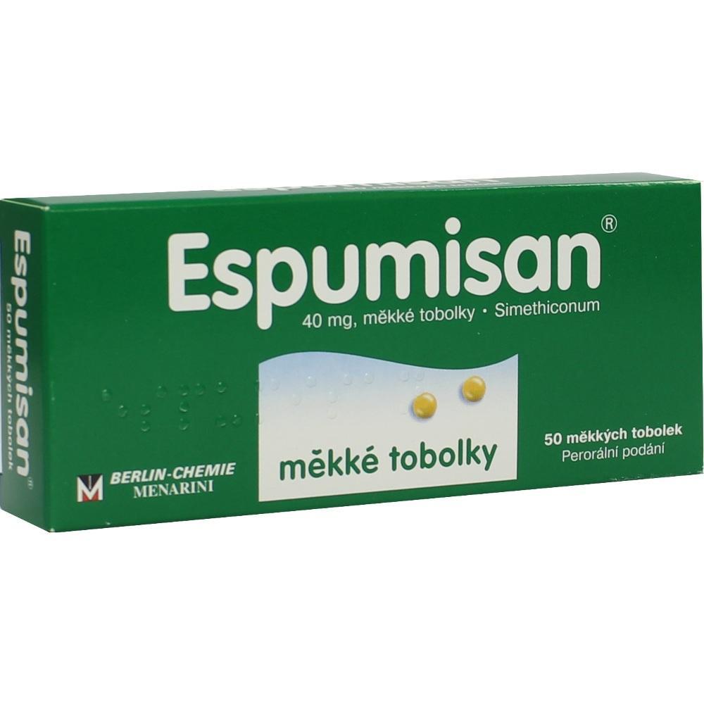 Grüne Verpackung einer Medizin namens Espumisan.