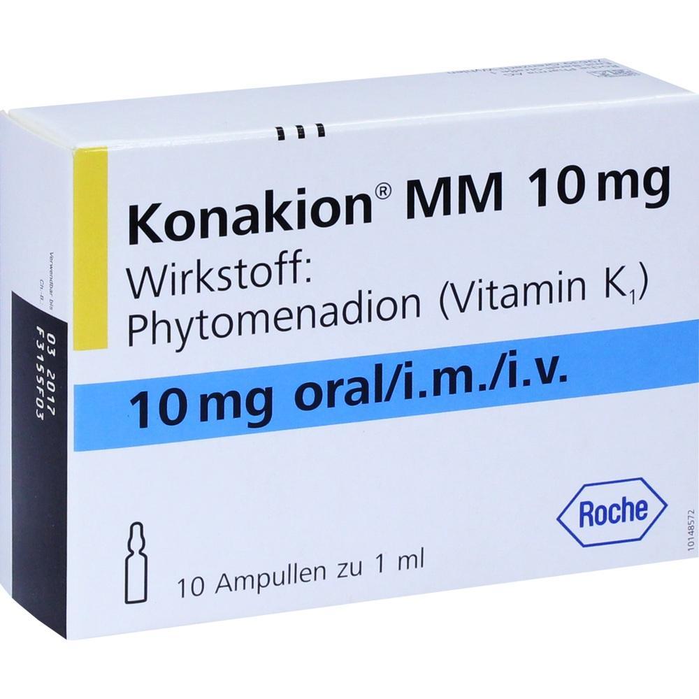 Eine Arzneimittelverpackung mit dem Namen Konakion MM 10 mg.