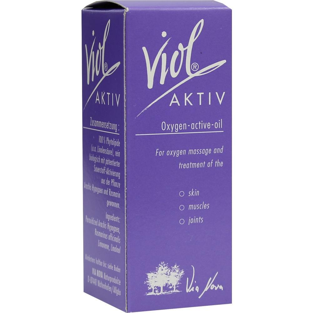 Lila Verpackung eines Massageöls für Haut, Muskeln und Gelenke.