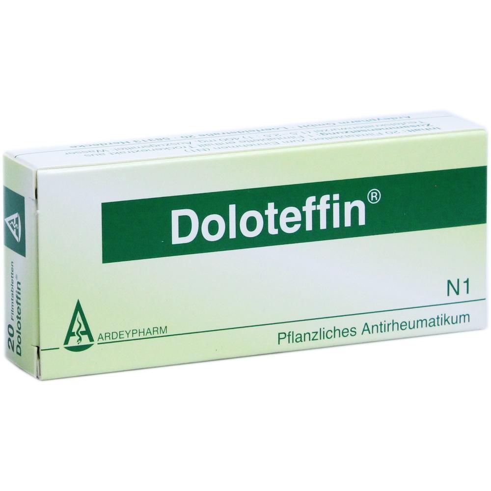 Gr&uuml;ne und wei&szlig;e Medikamentenschachtel mit der Aufschrift "Doloteffin".