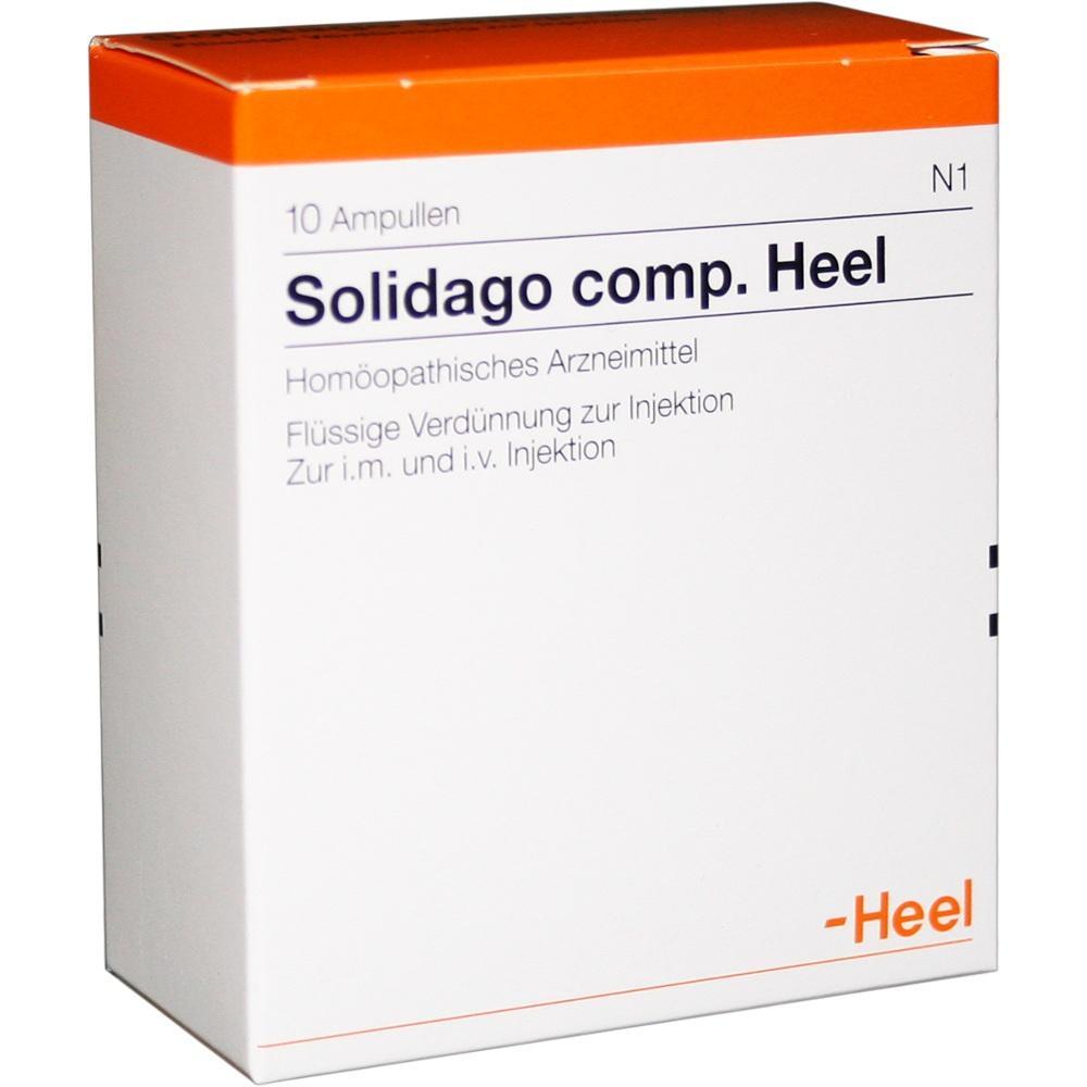 Eine Packung homöopathischer Injektionsampullen von Solidago comp. Heel.