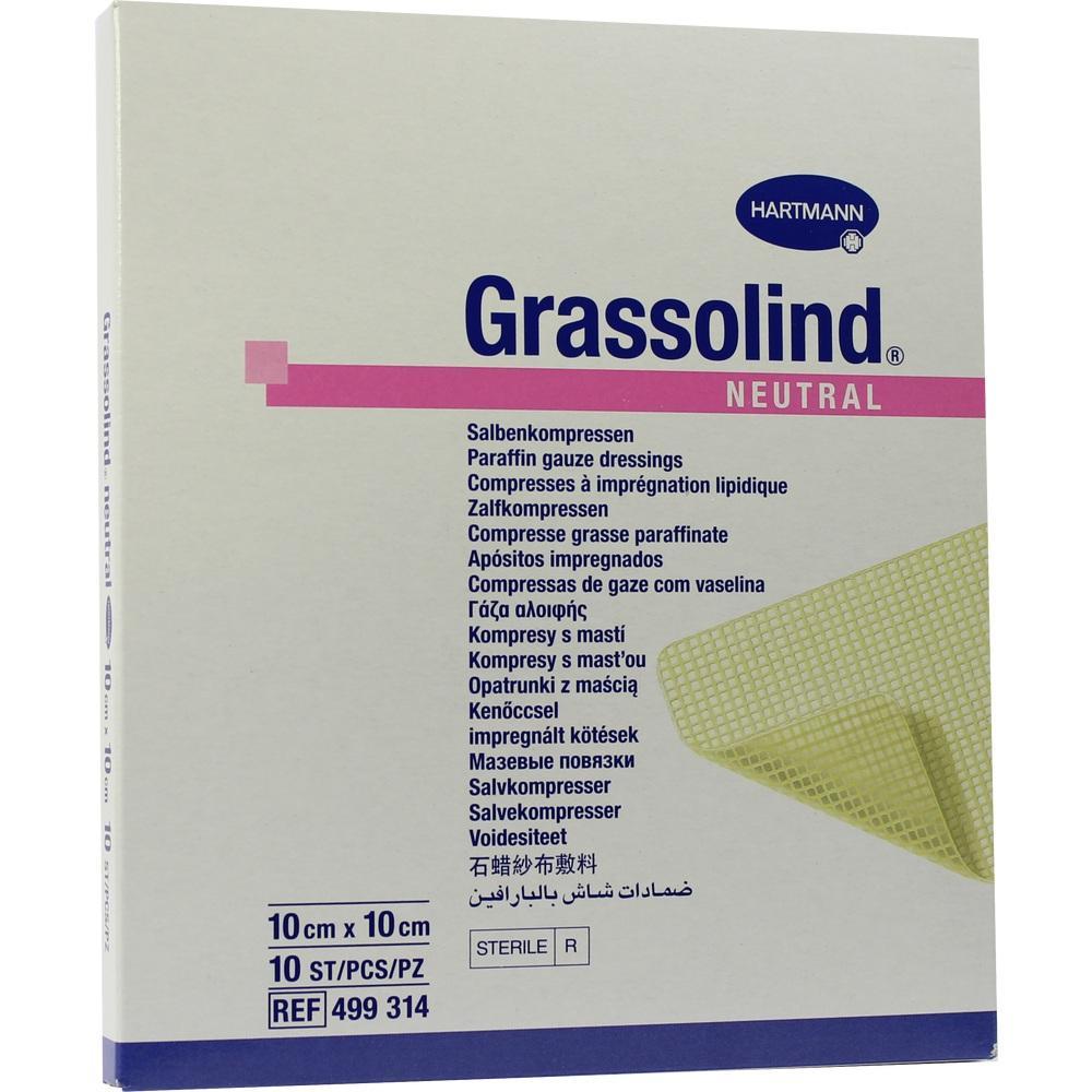 Packung mit Salbenkompressen der Marke Hartmann in verschiedenen Sprachen.