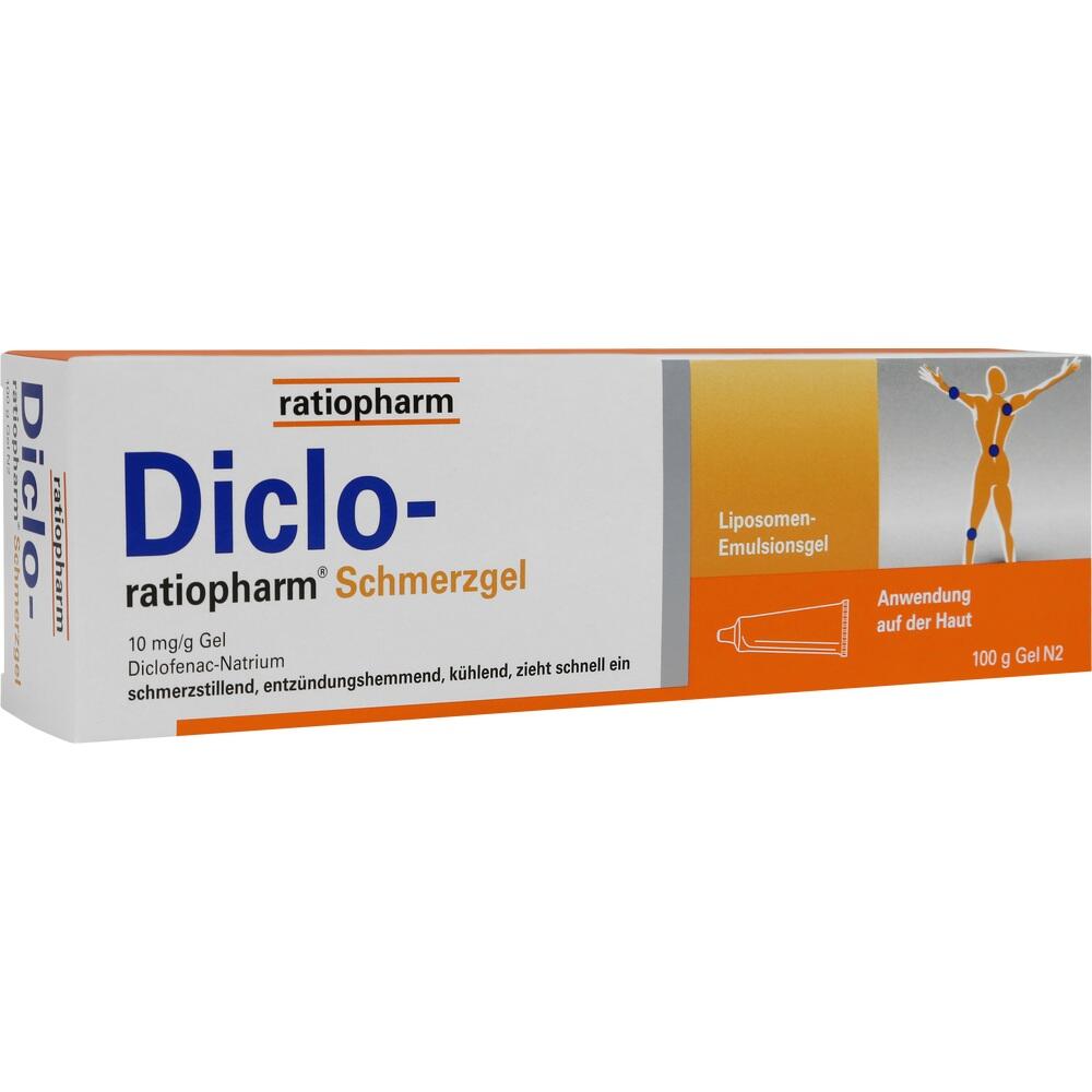 Orange-weiße Packung eines Schmerzgels zur Anwendung auf der Haut.