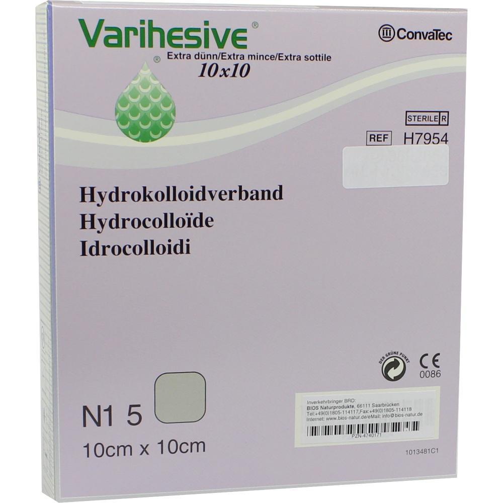 Eine Packung Hydrogelverband von Varihesive, 10x10 cm groß.