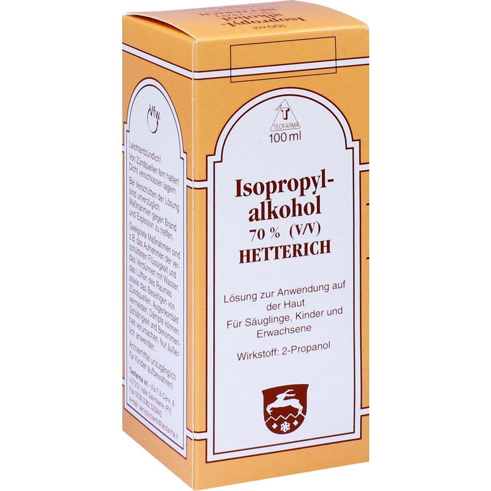 Eine orangefarbene Verpackung mit der Aufschrift "Isopropylalkohol 70%".