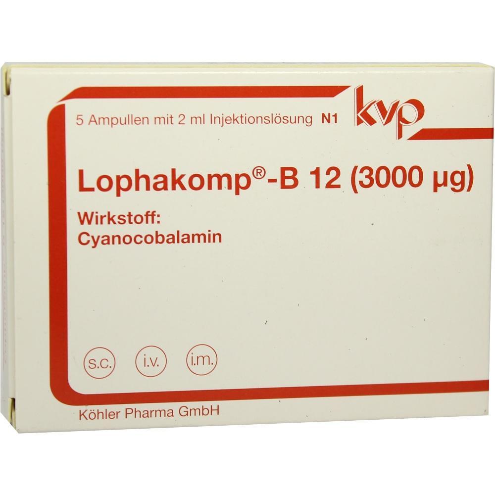 Eine Schachtel mit Vitamin B12 Ampullen zur Injektion.