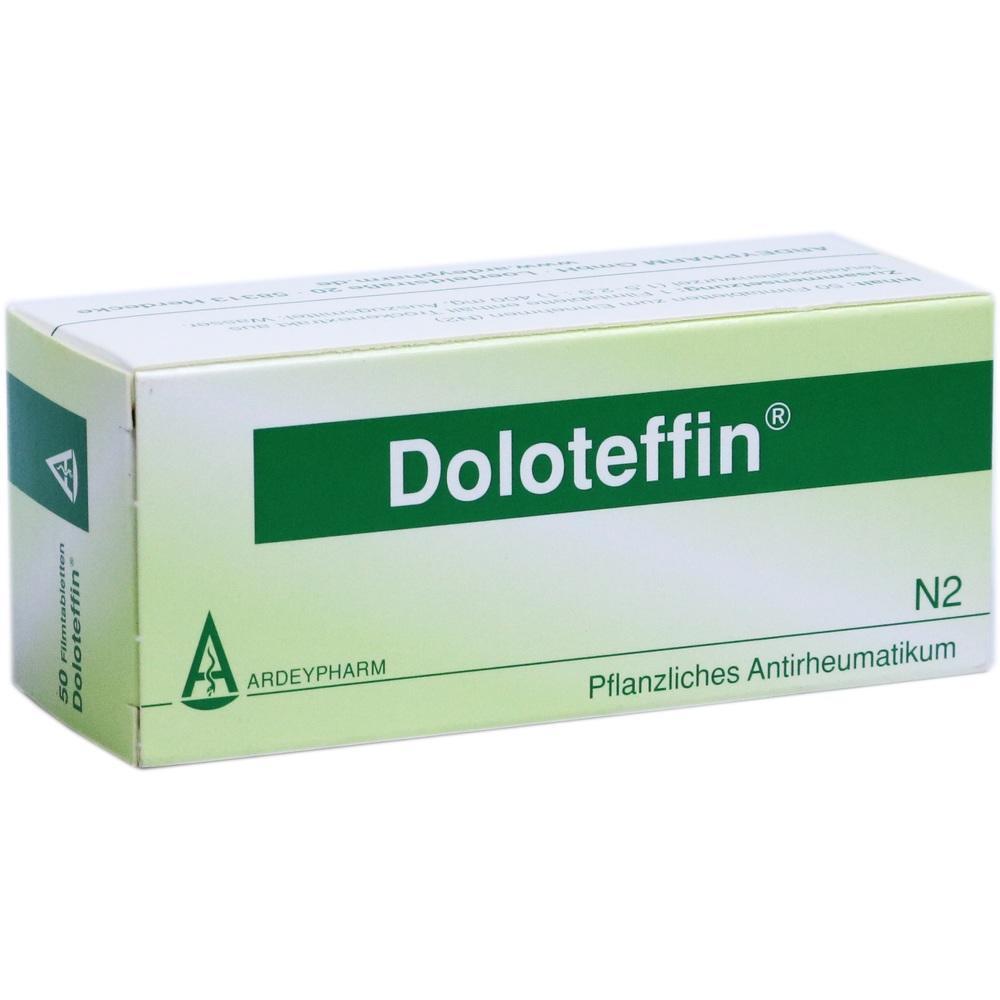 Eine gr&uuml;ne Packung mit dem Medikament Doloteffin.