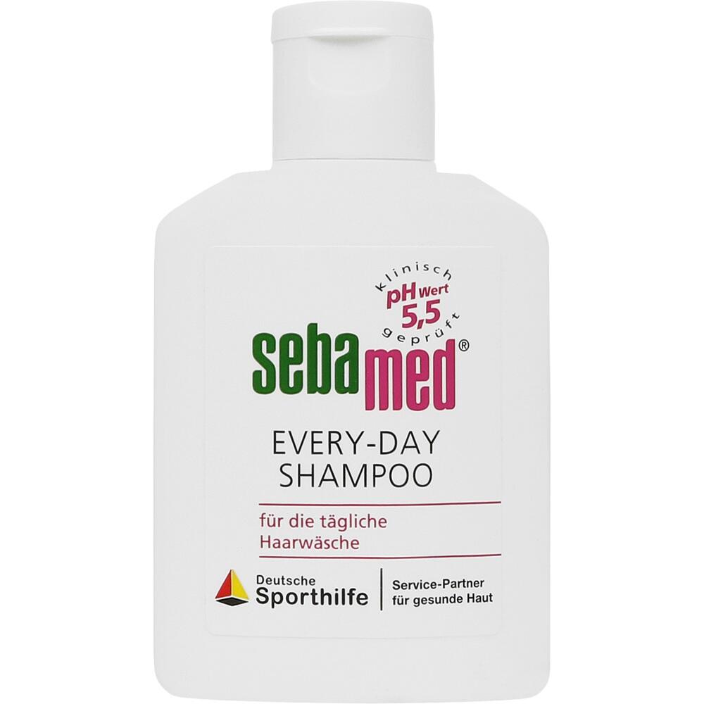 Weiße Shampooflasche mit der Aufschrift "sebamed Every-Day Shampoo".