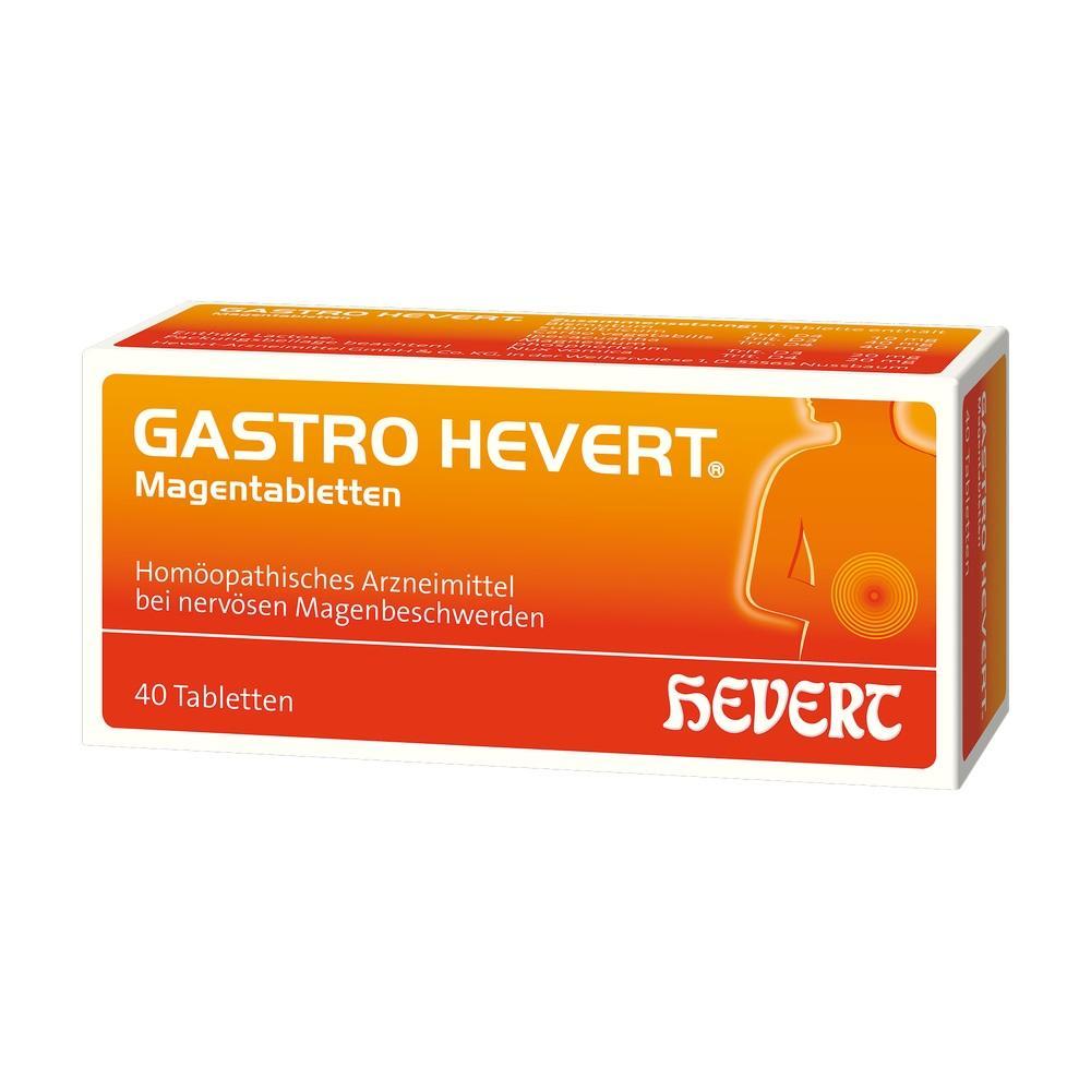 Schachtel mit 40 homöopathischen Tabletten gegen nervöse Magenbeschwerden.