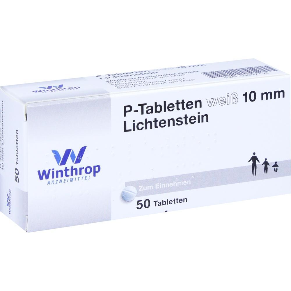 Weiße Arzneimittel-Packung mit 50 Tabletten von Winthrop.