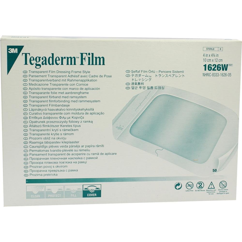 Eine Verpackung von 3M Tegaderm Film, einem transparenten Verband.