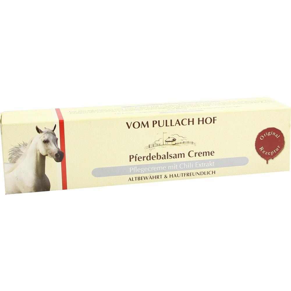 Beige Schachtel mit Pferdebild und der Aufschrift "Pferdebalsam Creme".