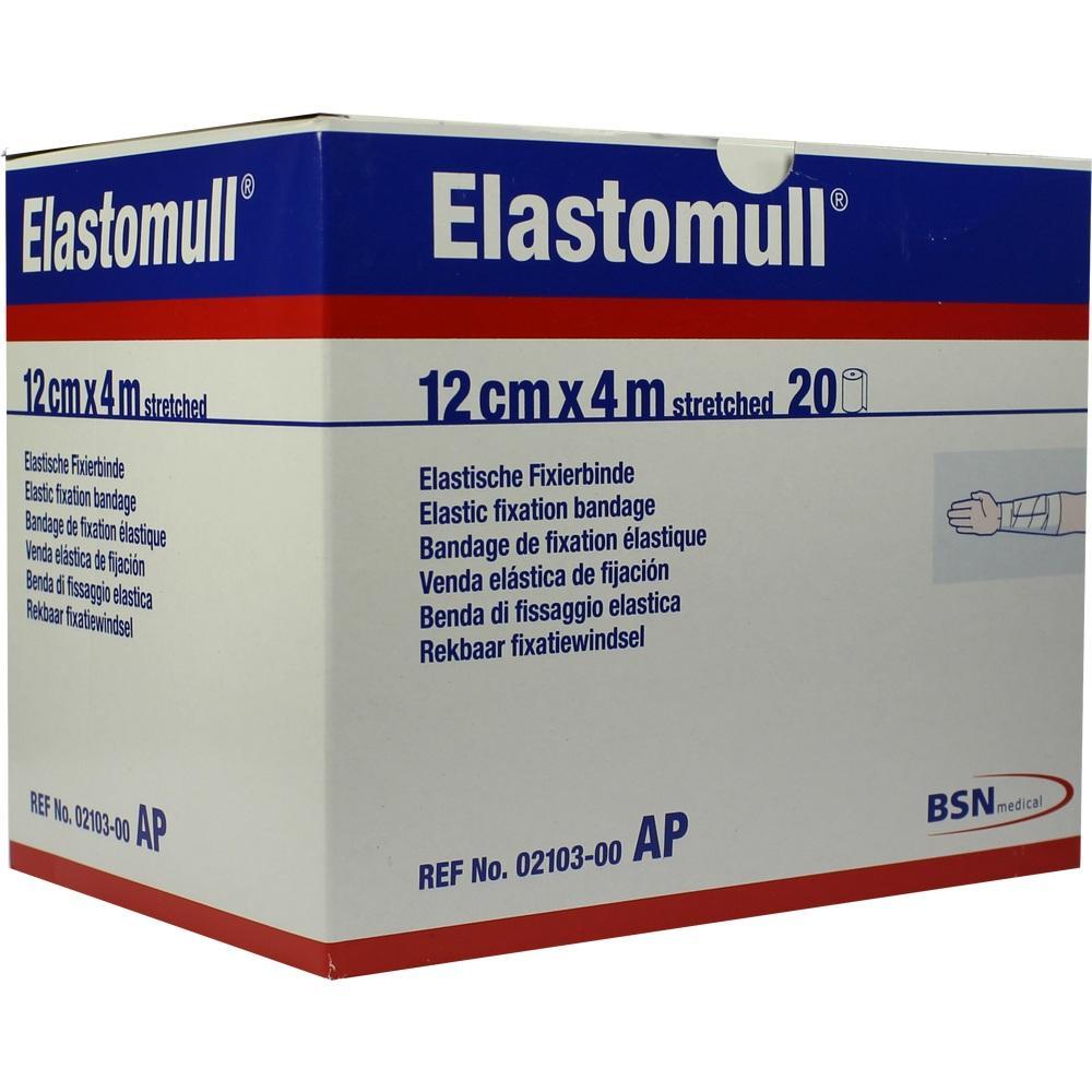 Eine Schachtel mit elastischen Fixierbinden der Marke Elastomull.