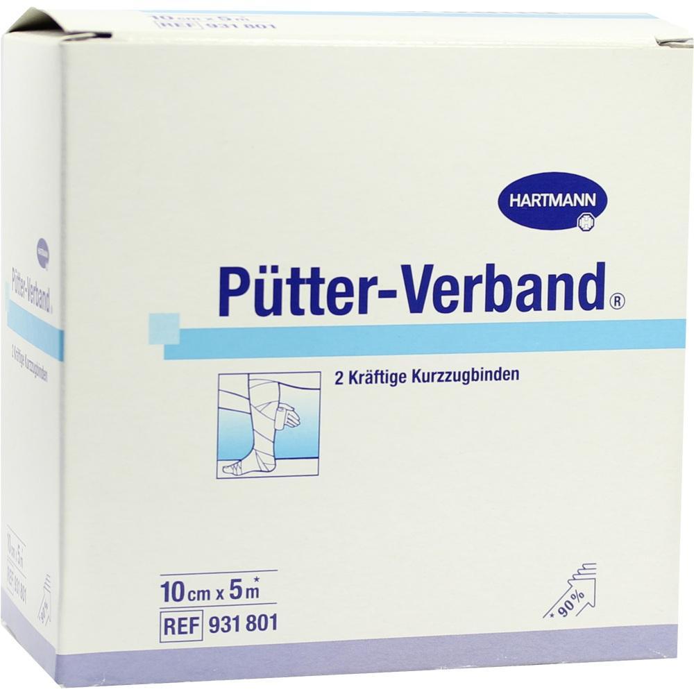 Die Verpackung zeigt einen Pütter-Verband mit zwei Binden zur Unterstützung.