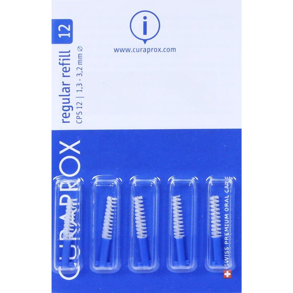 F&uuml;nf blaue Interdentalb&uuml;rsten in einer Verpackung.