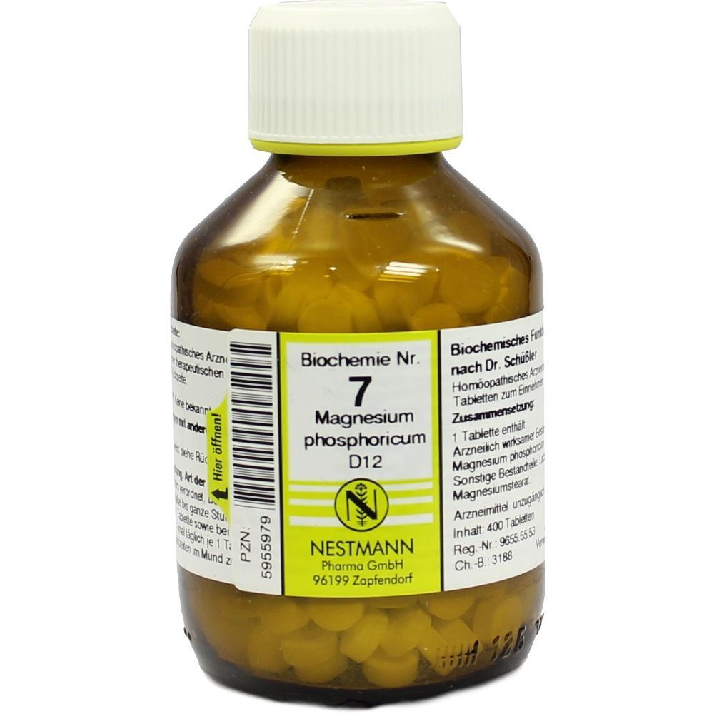 Braune Flasche mit Tabletten und grün-weißem Etikett.