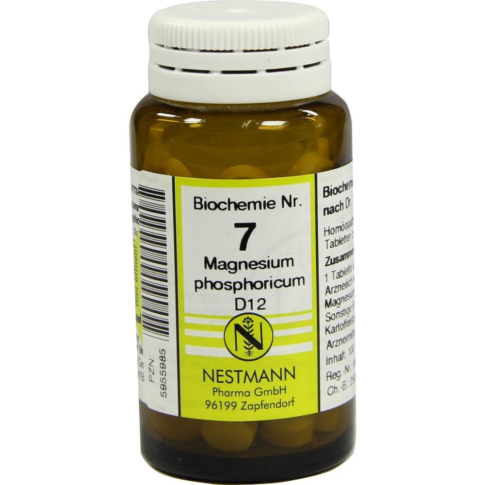 Braunes Fläschchen mit weißem Etikett für "Biochemie Nr. 7 Magnesium phosphoricum".