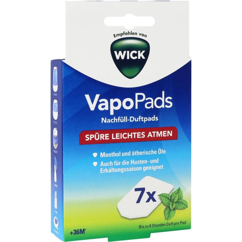 Verpackung von Wick VapoPads mit Nachf&uuml;ll-Duftpads f&uuml;r besseres Atmen.