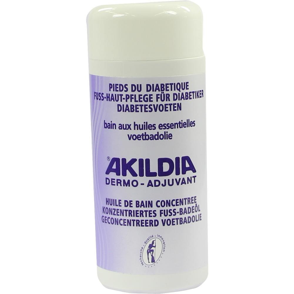 Flasche mit Fußpflegeprodukt für Diabetiker, markiert als "Akildia".