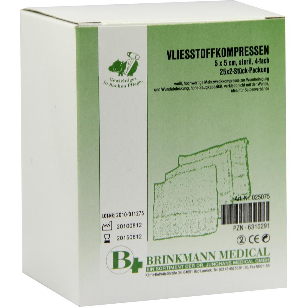 Karton mit Vliesstoffkompressen von Brinkmann Medical für Wundreinigung.