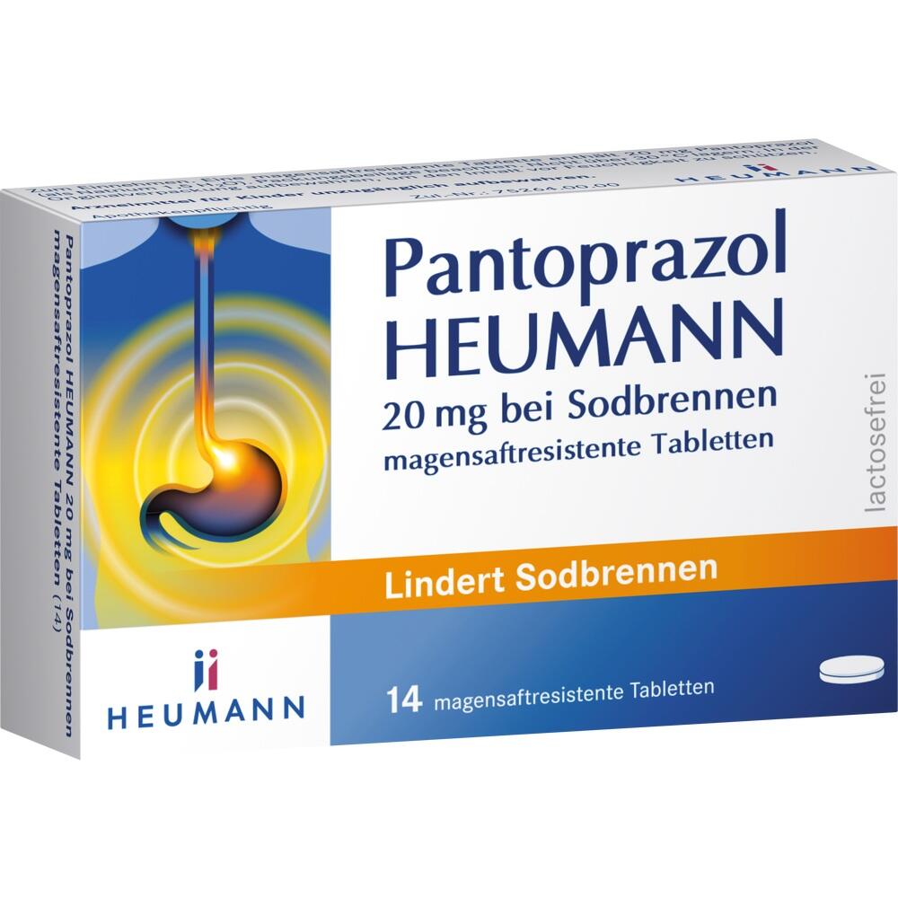 Eine Packung Pantoprazol-Heumann-Tabletten gegen Sodbrennen.
