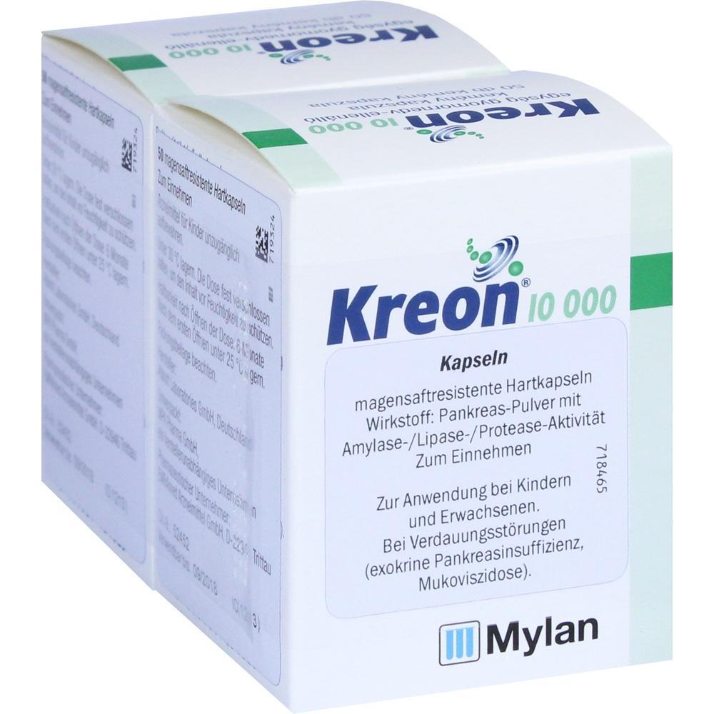 Eine Packung Kreon 10.000 Kapseln zur Unterst&uuml;tzung der Verdauung.