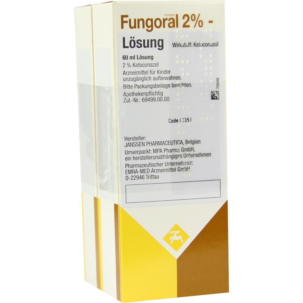 Eine Packung Fungoral 2% Lösung mit dem Wirkstoff Ketoconazol.