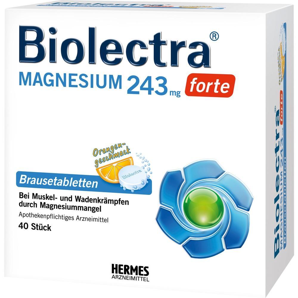 Verpackung eines Magnesiumpräparats mit 40 Brausetabletten und Orangengeschmack.