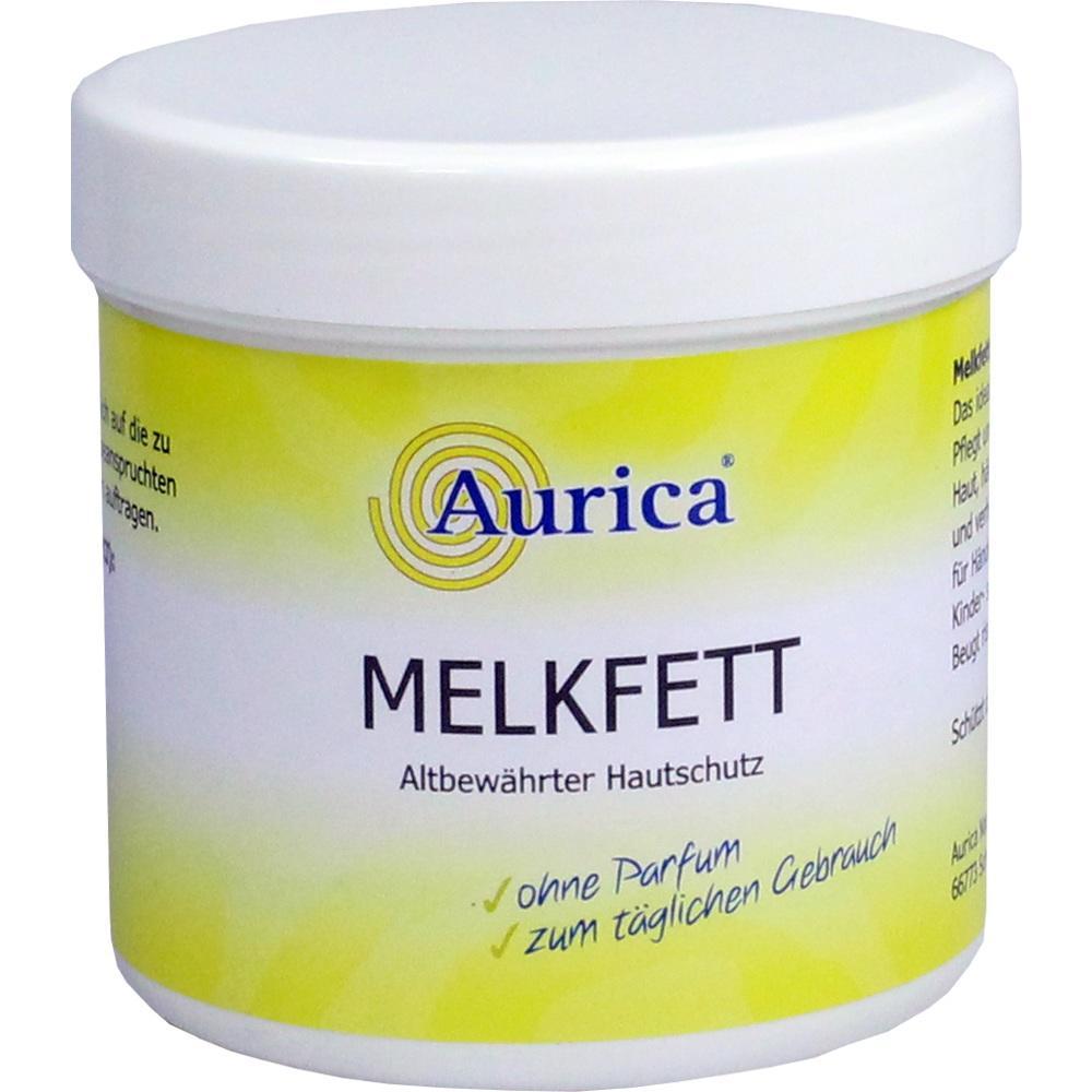 Eine Dose Melkfett mit gelbem Etikett steht aufrecht.