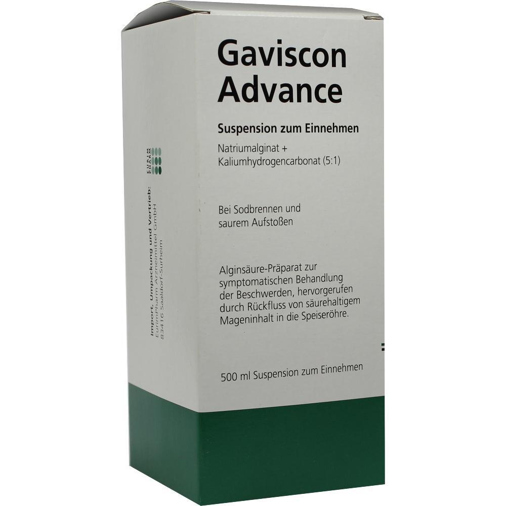Eine Packung Gaviscon Advance zur Behandlung von Sodbrennen.