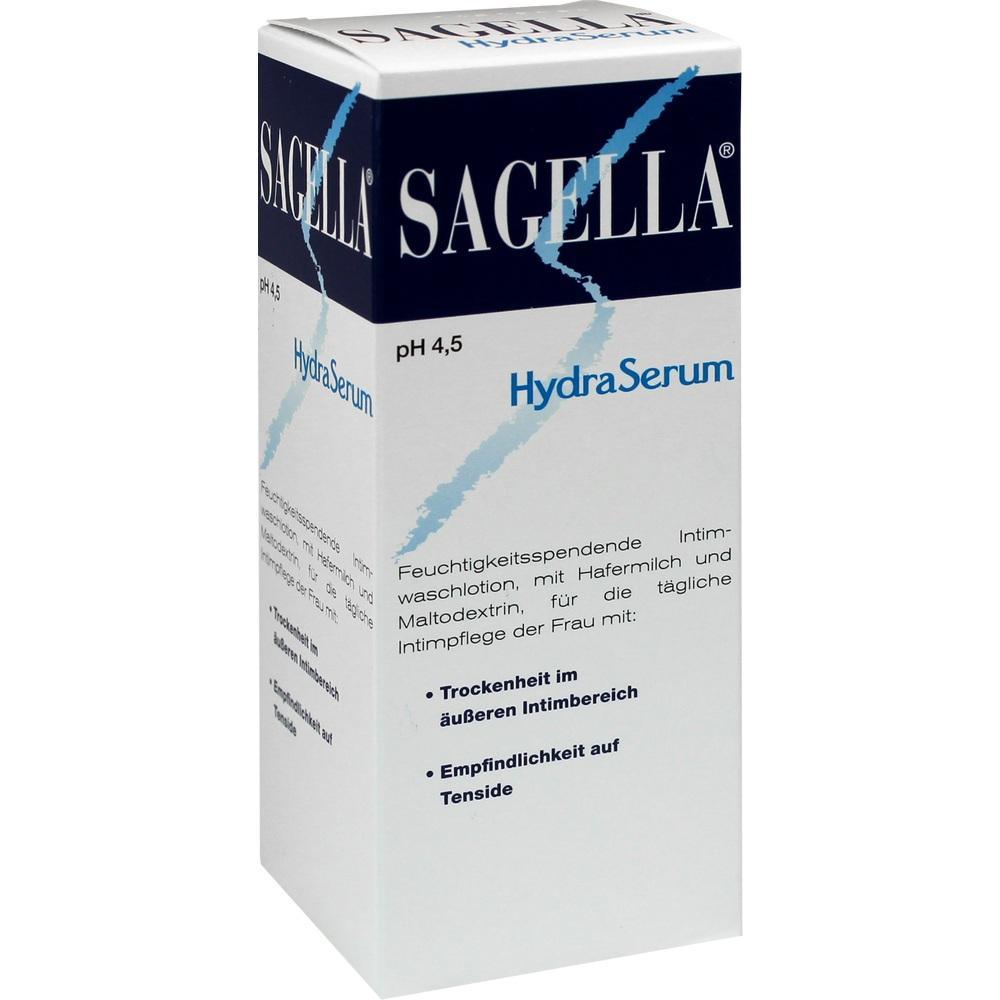 Sagella HydraSerum Verpackung für feuchtigkeitsspendende Intimpflege.