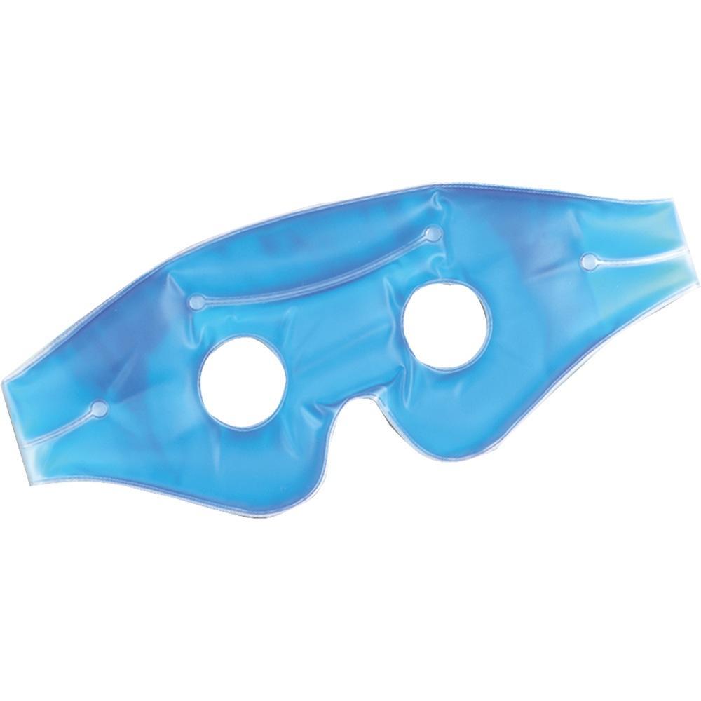 Blaue Gel-Augenmaske mit zwei Löchern für die Augen.